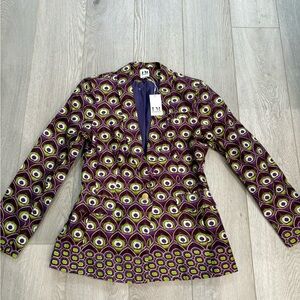 Patterned Blazer in Purple, Lime & White Hillary McMillan new